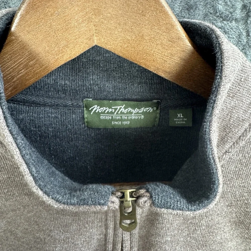 Norman Thompson XL Quarter Zip Pullover Sweater Brown Mock Neck Cotton Blend
